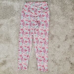 Evolution & Creation Pink & Blue Floral Leggings (Size S, EUC)